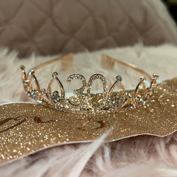 30 & Fabulous Rose Gold Birthday Sash + Crown Set - Picture 4 of 5